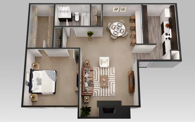 1 Bedroom 1 Bath 2199 floor plan